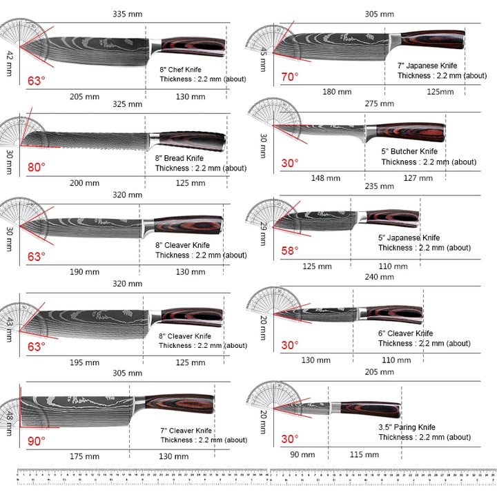 Sharp Kitchen Knives Cleaver Meat Fish Fruit Bread Knife Butcher Boning Japanese Knife Chef Cooking Cleaver Laser Damascus Knife