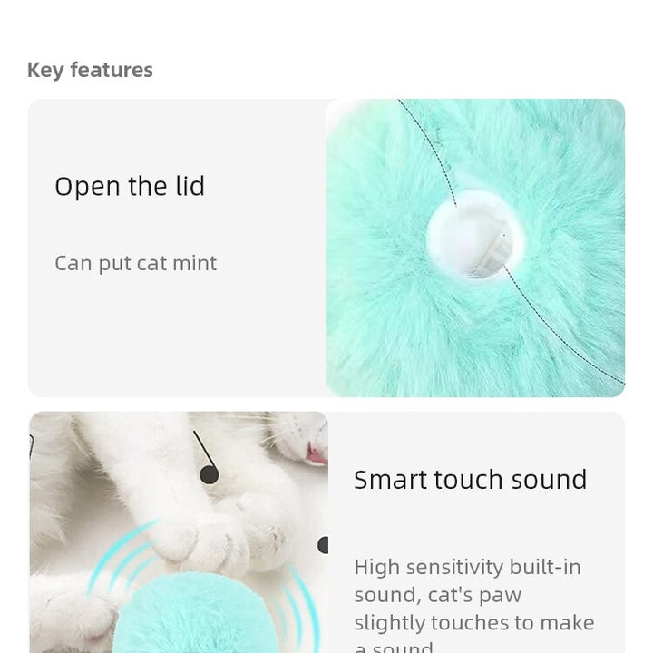 3Pcs Interactive Ball Smart Cat Toys Plush Electric Catnip Training Toy Kitten Touch Sounding Pet Product Squeak Toy Ball