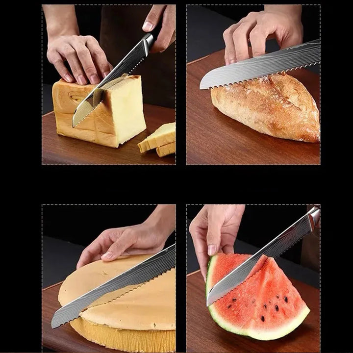 Sharp Kitchen Knives Cleaver Meat Fish Fruit Bread Knife Butcher Boning Japanese Knife Chef Cooking Cleaver Laser Damascus Knife