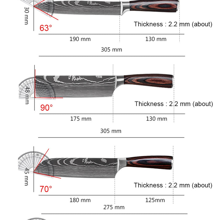 Sharp Kitchen Knives Cleaver Meat Fish Fruit Bread Knife Butcher Boning Japanese Knife Chef Cooking Cleaver Laser Damascus Knife