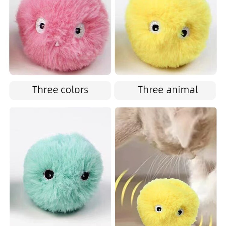 3Pcs Interactive Ball Smart Cat Toys Plush Electric Catnip Training Toy Kitten Touch Sounding Pet Product Squeak Toy Ball