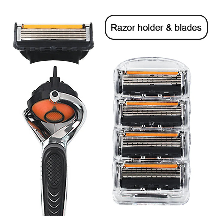 High Quality 5-ply Razor Manual Shaving Blades Men Face Shaving Razor Replacement Cutter Heads & Razor Holders Sets