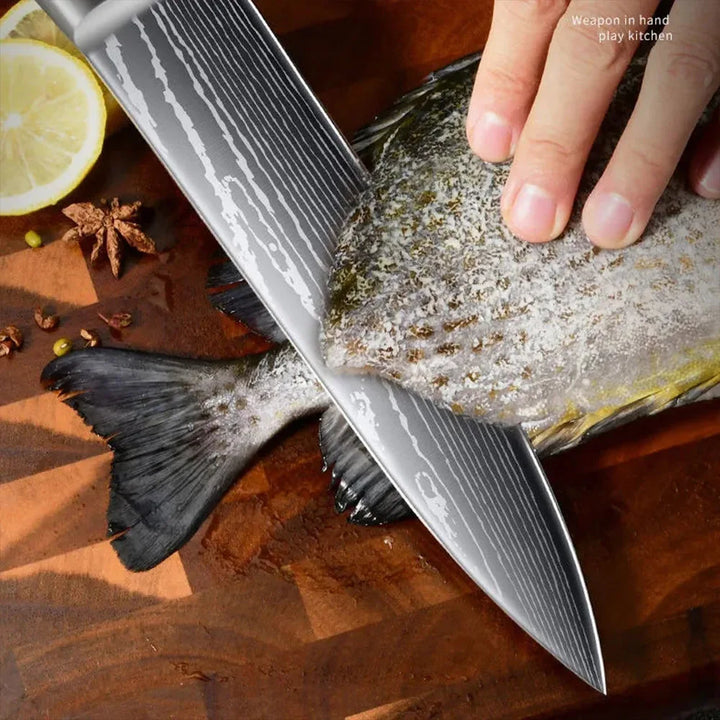 Sharp Kitchen Knives Cleaver Meat Fish Fruit Bread Knife Butcher Boning Japanese Knife Chef Cooking Cleaver Laser Damascus Knife