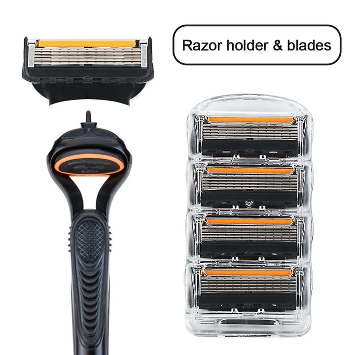 4/12/24 Pcs 5-layer Men's Razor Fusion Pro Power Shaving Shaver Male Face Beard Hair Trimmer 5 Layer Blades Replacement Refills