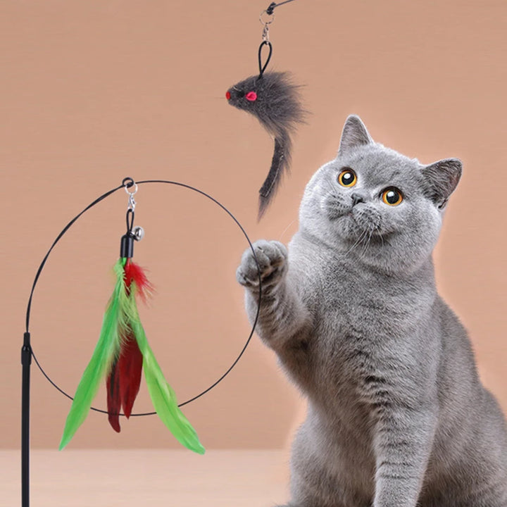 Cat Toys Simulation Bird interactive Sucker Feather Bird with Bell Cat Stick Toy for Kitten Playing Teaser Wand Toy Cat Supplies