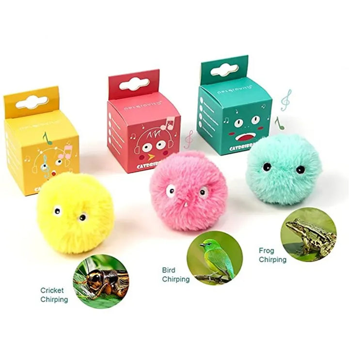 3Pcs Interactive Ball Smart Cat Toys Plush Electric Catnip Training Toy Kitten Touch Sounding Pet Product Squeak Toy Ball